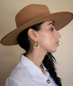 gold layered hoops hand wired with pearls