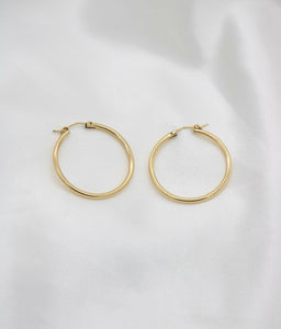 hoops, gold, earrings, accessorize, accessories, cuffs, jewelry, Candela Gold Filled Tube Hoops, gold-filled 