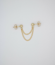 Load image into Gallery viewer, Double Trouble Double Stud Gold Filled Chain Earring