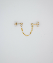Load image into Gallery viewer, Trouble Double Stud and Chain Gold Filled Earring