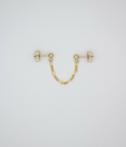 Trouble Double Stud and Chain Gold Filled Earring